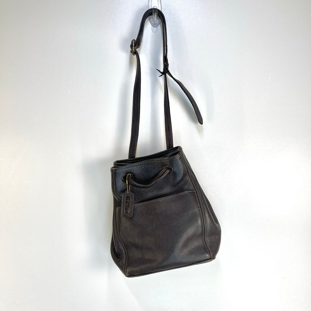 Coach Sonoma Drawstring Natural Grain Chocolate Brown Leather Bag